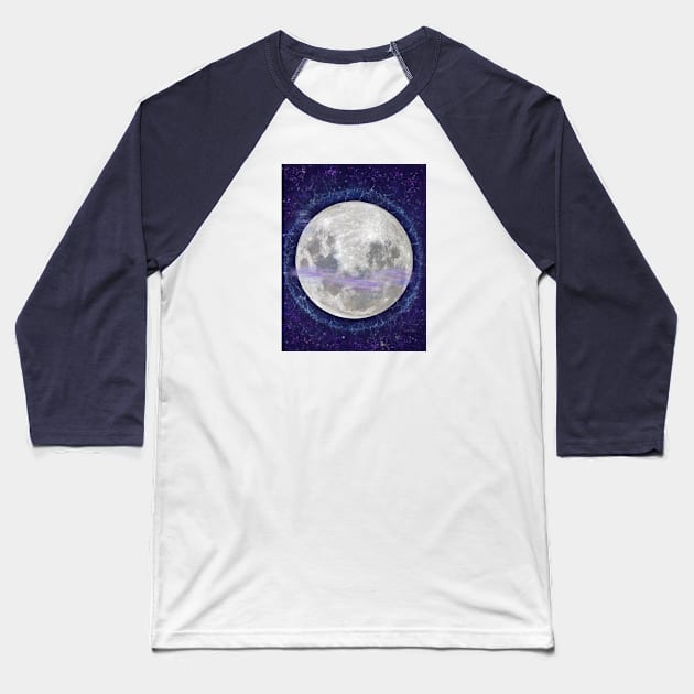 Funky moon...buzzing with life Baseball T-Shirt by Keatos